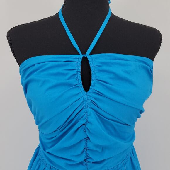 Loft Halter Midi Dress Turquoise Blue‎ Smocked Summer 2023 Wedding Guest Size 2 - Picture 3 of 10